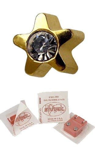 Studex Ear Piercing Gold Plated Star and Crystal Centre Stud Earrings 4mm