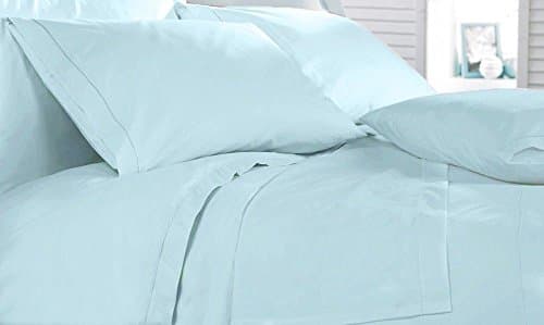 Polycotton Plain Dyed Flat BED Sheet Single Double King Super King Sizes & Pillow Covers /cases (Super King, Duck Egg)