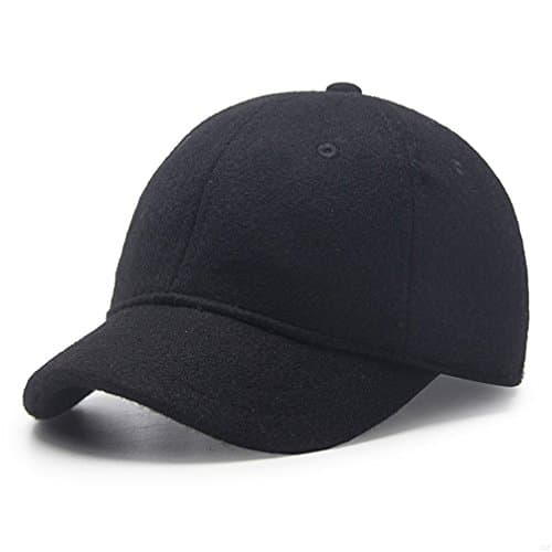 Winter Visor Caps Baseball Hat Men,Adjustable Sporting Goods Hat 56-59cm Fashion Runing Hat for Dad Unisex Novelty Baseball Hat with Wool Apparel Fabric and Polyester,5cm Short Brim Black WY99