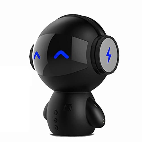 Wireless Bluetooth Stereo Mini Robot Speaker, Smart Bluetooth Speaker with Power Bank - Supports TF &amp; MP3 AUX, Built-in Speaker Phone Microphone (Black)