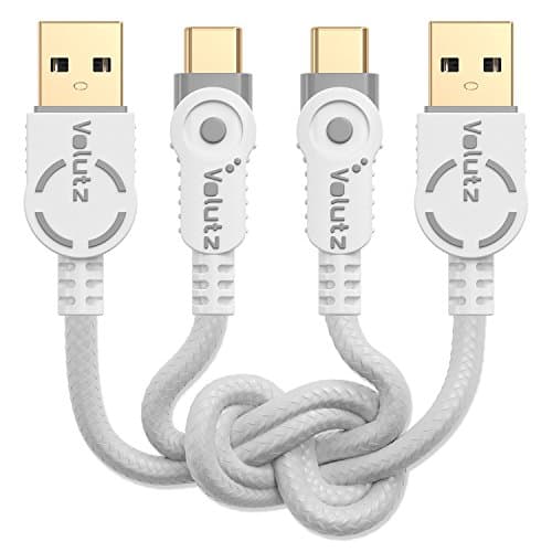 USB Type-C Cable, Volutz (2-PACK - 6.5FT / 2M) Gold-Plated &amp; Nylon Woven USB A to C Charger Leads for Galaxy S8, S8+, Note 8, Sony XZ, Pixel 2XL Nintendo Switch &amp; More Equilibrium+ (Ghost-White)
