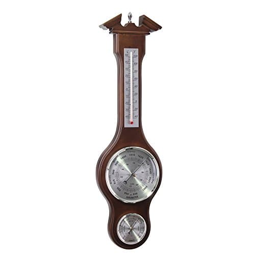 London Clock - Solid Wood Walnut Finish Barometer