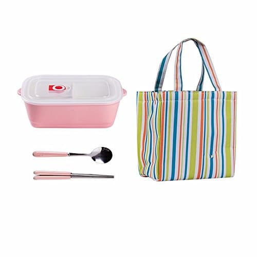 Microwave Oven Special Ceramic bento Box rectangular compartment sealed packing bowl,Pink 4