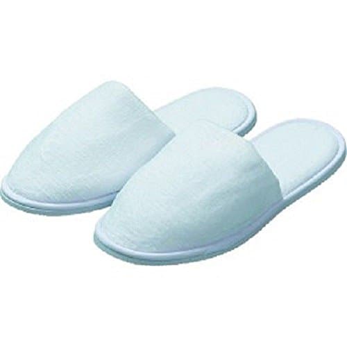 White Towelling Closed Toe Slippers