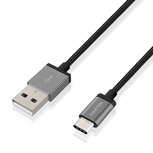 USB Type C 3.1 (Specification Version 1.1) to USB 3.0 Cable, KiWiTEK® 6.5ft(2M) Heavy Duty Aluminum Casing USB-A to USB-C Nylon Braided Sync &amp; Charging Cable for Apple MacBook 12'', Google ChromeBook Pixel 2nd, Nexus 5X/6P, Pixel C, LG G5, HTC 10, Huawei P9, Microsoft Lumia 950/950 XL, One Plus 2/3, ZUK Z1 and more Devices with USB Type-C Port - BLACK/SPACE GREY