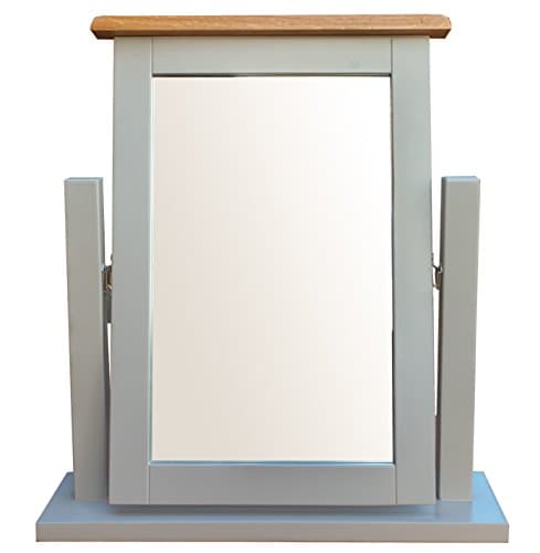 Yabbyou Large Painted Solid Oak Top Dressing Table Vanity Swivel Mirror with A Grade Clear Vision Glass