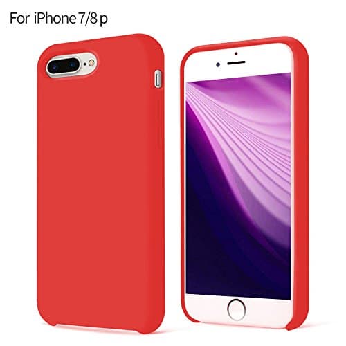 CANI iPhone 8 Plus Case, iPhone 7 Plus Silicone Case Matte Anti Scratch Cover Gel Rubber Case with Soft Microfiber Cloth Lining for iPhone 7/8 Plus Red