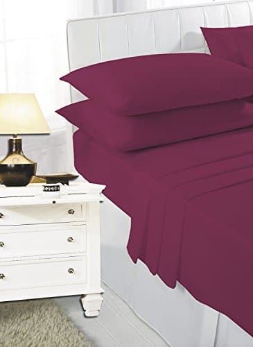 GB Textiles Super King Bed Size Extra Deep Fitted Sheet, Wine, Easy Care Polycotton, 16" inches/40cm Deep