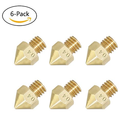 6Pcs Pack 3D Printer Extruders 0.4mm Nozzle 3D Printer Extruder Print Head for MK8 Makerbot 1.75mm (6 Pack)