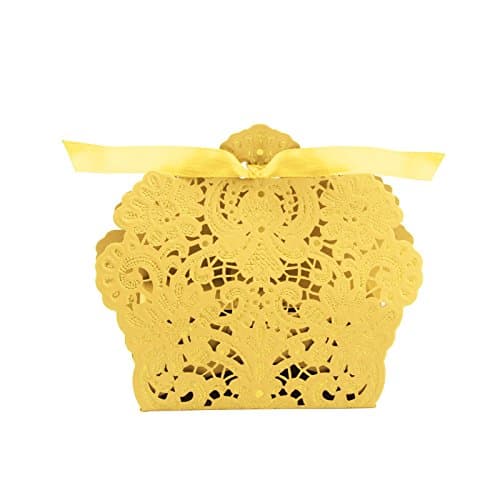 Iware 100pcs Candy Gift Boxes Party Wedding Cake Candy Boxes Chocolate Box Favour Gold