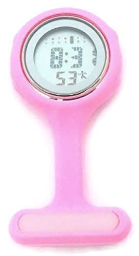 QBD Light Pink Digital Unisex Multi Function Silicone Nurses/Brooch/Tunic/Fob/Pocket/Carabiner Watch