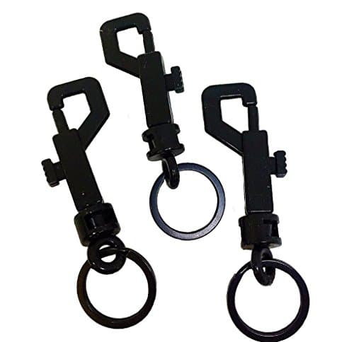 3 pcs Black Plastic Spring Snap Hook -With Black Key Ring