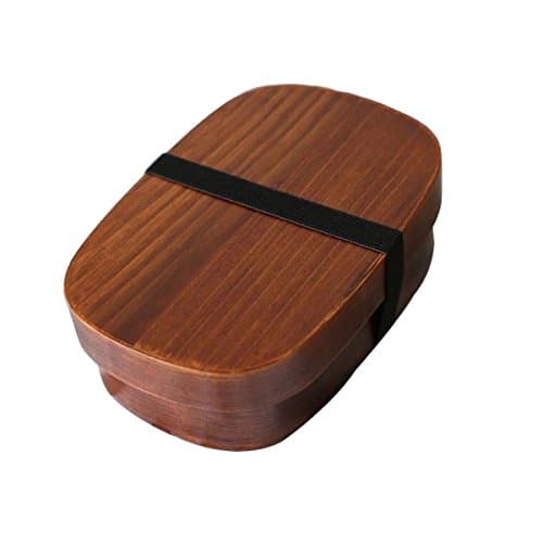 Wooden Rectangular With Internal Separator Environmental Lunch Box,Brown