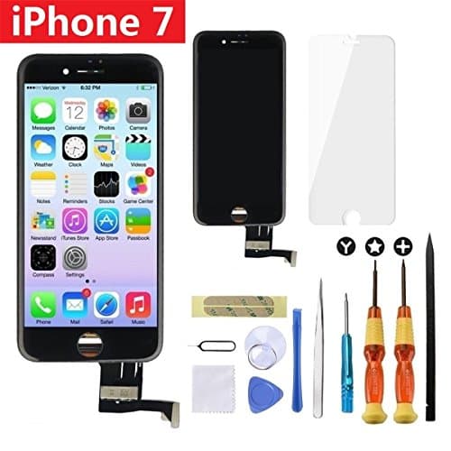 Brinonac LCD 3D Touch Screen Digitizer Frame Assembly Full Set Screen Replacement with Repair Tools + Instruction + Tempered Glass Screen Protector for iPhone 7 4.7 inch Black