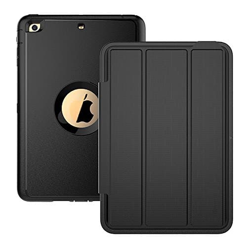 iPad Case, iPad Mini 1 2 3 Case, Three Layer Drop Protection Rugged Protective Heavy Duty iPad Case with Magnetic Smart Auto Wake / Sleep Cover for Apple iPad Mini 1/2/3 (Black)