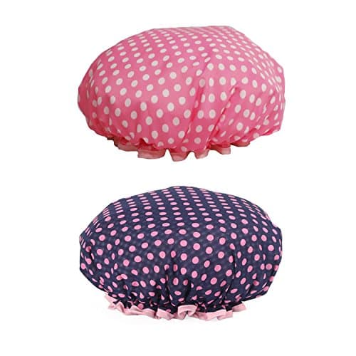 Uworth 2 Pack Cute Shower Cap Hat Waterproof Double Layer for Women Adult Bath Hat