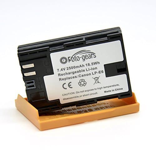 2500mAh LP-E6 Replacement Battery for Canon EOS 5D Mark II, EOS 5D Mark III, EOS 5DS, EOS 5DS R, EOS 6D, EOS 7D, EOS 7D Mark II, EOS 60D, EOS 60Da, EOS 70D, XC10,BG-E14, BG-E13, BG-E11, BG-E9, BG-E7, BG-E6 Grips LP-E6 Batteries