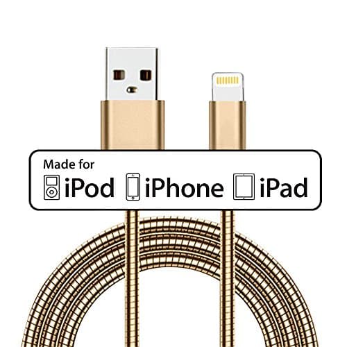 iPhone Lightning Cable, CLKJ 3ft / 1m Durable Micro Fast Charging USB Data Cable for iPhone 7/7 Plus/6/6s/6s plus, 5c/5s/5/SE, iPad Mini/Air, iPod Nano/Touch - Gold