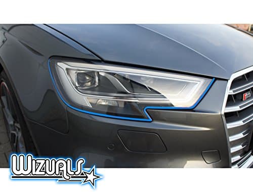 Devil Stripes Eye Headlight Original Wizuals + Mirror Set 4x Devil Stripes Stripes Set of 6with 2x Free Mirror Benz E Class W211Stripes in light blue