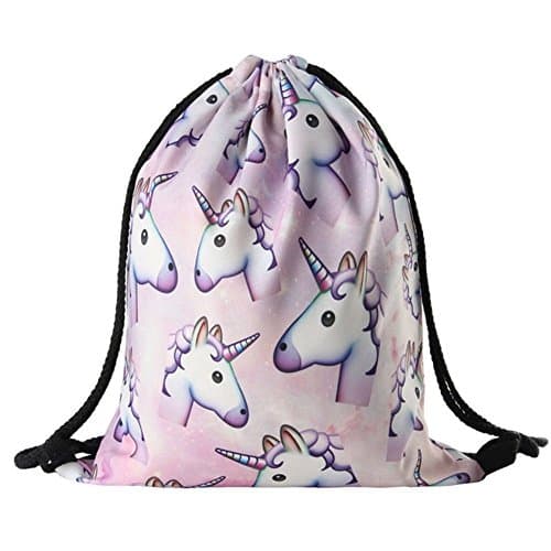 Aplus SHOP Unicorn Drawstring Backpack Bag Waterproof Foldable Drawstring Gym Swimming Bag Travel Beach Drawstring Shoulder Sling Bag for Men Women Girls Kids