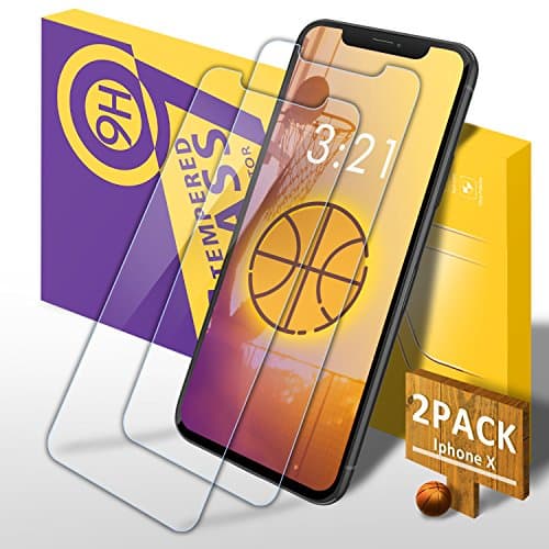 Dahuang iPhone X Screen Protector, [2 Pack] iPhone X Full Coverage HD Crystal Clear Tempered Glass Screen Protector, 9H Hardness, 3D Touch Compatible and Anti-Scratch Protective Film Guard Cover