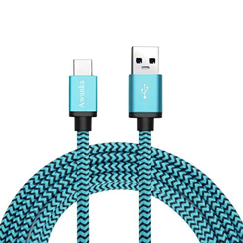 Type C Cable,Awanka Nylon Braided USB C Data &amp; Charging Cable with Aluminum Connector for Nexus 6P/5X, LG G5, OnePlus 2 and More (3.3ft/1M Blue)