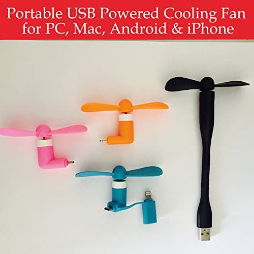 Portable USB Powered Cooling Fan for PC, Mac, Android &amp; iPhone by TeeDee365 (iPhone, Black)
