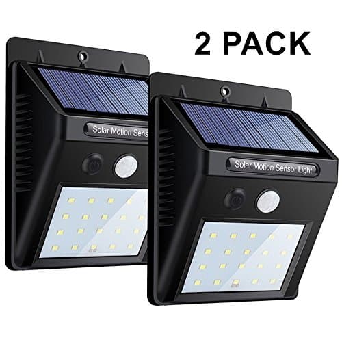 Solar Lights 2 PACK, 20 LEDs Motion Sensor Wall Light by PreferLED, Bright Security Night Lights , Waterproof Wireless Spotlight for outdoor, Yard, Garden, Driveway, Tree, Patio,Stairs, Pool Area