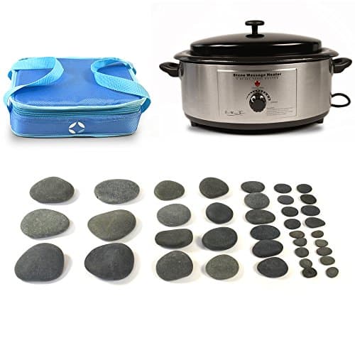 FS International Holistic Supplies Basic Basalt Kit with 6 Quart Heater and Vulsini Cold Stone Bag - 38 Piece