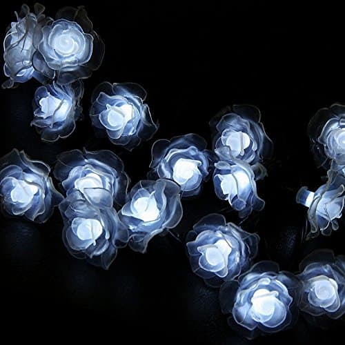 Solar String Lights Garden,30 LED Patio String Lights Rose For Indoor Outdoor Garden Holiday Party Wedding Lawn Decor（20ft white ）