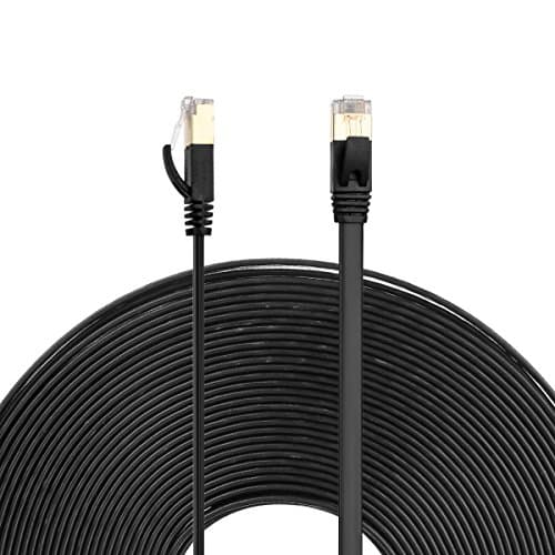 Emmaky Ethernet Cable,CAT7 LAN Network Cable RJ45 Patch Cord STP Gigabit 10/100/1000Mbit/s with Gold Plated Lead for Switch/ Router/ Modem/ Patch Panel (30m/100ft, Black)