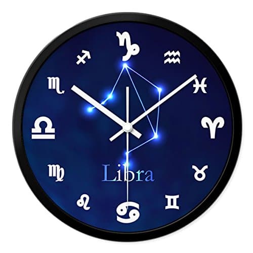 Wall clock Wall Clock, Bedroom Wall Clock, 12 Constellation Clock, Size: 12inch, 14inch ( Color : Libra , Size : 14inch )