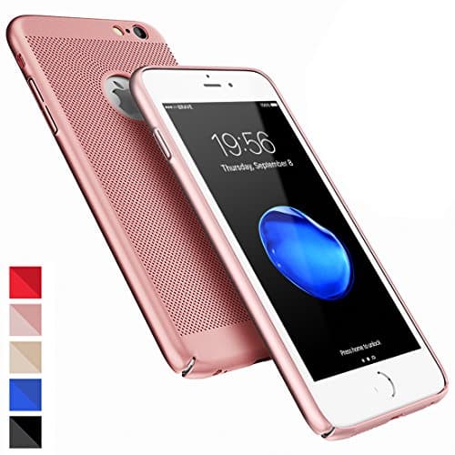 iPhone 7 Case iPhone 8 Case Ultra Thin Hard PC HZRICH [Breathable series]Anti-Scratch Lightweight[Free Tempered Glass Screen Protector]Simpl Fully Protective for iPhone 7/8 Slim Cover-4.7inch-Rose Gold