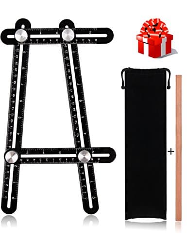 Universal Angularizer Ruler,Easy Angle Ruler WEIO New Angularizer Ruler Premium Aluminum Alloy The Buzz Digger General Rulers 4 Sided Angle with 1PC Drawing Pencil and Storage Bag that Best for DIYers
