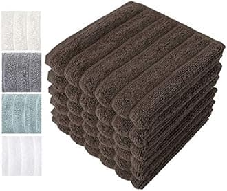 Classic Turkish Towels CTT Luxury Turkish Washcloths for Your Body - 6 Piece Set of Face Towels for Drying Face, Made with 100% Turkish Cotton, Absorbent & Comfy | 13"x13" (Chocolate)