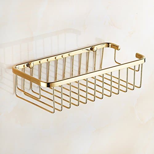 Copper and gold-mounted baskets/Rectangular basket/Bathroom double racks/European-style bathroom corner rack-A