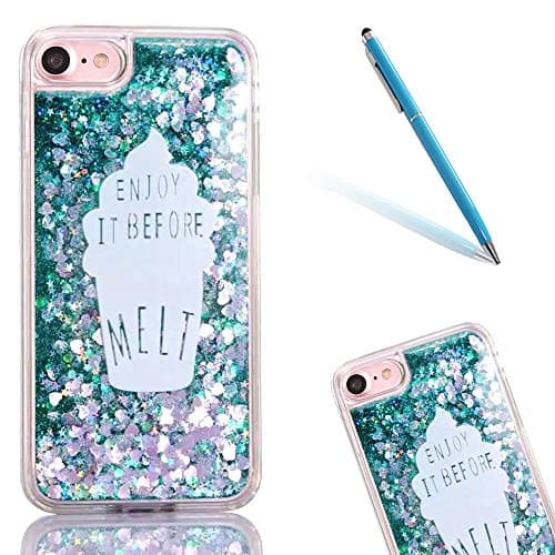 iPhone 6sPlus Case, Transparent Clear CLTPY iPhone 6Plus Sparkles Floating Flowing Liquid Case, Flexible Soft TPU Cute Pattern Printed Cover, Full Body Wrap for 5.5" Apple iPhone 6Plus/6sPlus (Not iPhone 6/6s) + 1 x Stylus - Green Star
