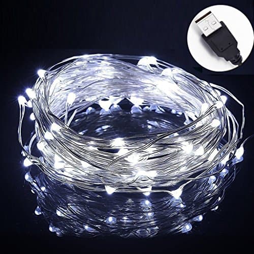 LED string Lights,InteTech10m 100 LEDs Micro silver Wire Waterproof Indoor Outdoor Starry String Lights DIY Decoration for Bedroom Jars Garden Camping Festive Wedding Christmas Party (Cool white)