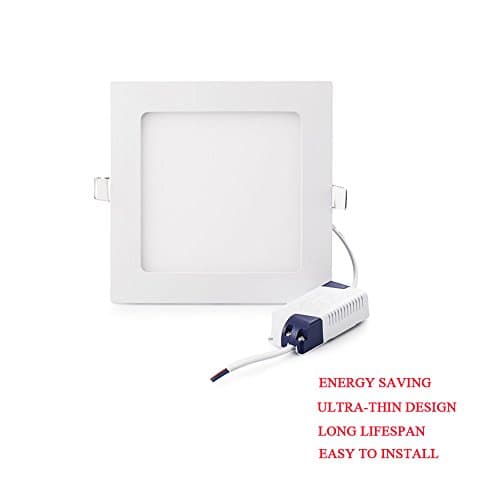 TOPL Flat Panel Ceiling Light,6-inch Ultra-Thin Square LED Recessed Light Fixture Downlight, 9W 3000K (Warm White) 135MM Cut Hole for Home / Office / Commercial Lighting