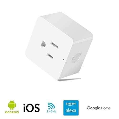 Mini Wifi Smart Plug Socket, Hompie Smart Switch Power Outlet Timing Function, Compatible with Amazon Echo Google Assistant by Voice Control,No Hub Required, Control Your Devices from Anywhere(1 Pack)