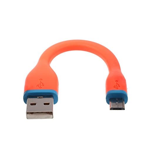 [For Android] Esorun Micro USB Charging Cable- 4.9 Inch - Short Bendy & Durable Perfect for Android Phones, External Battery Chargers, Power Banks & Portable Power Packs (Orange)