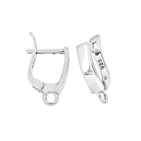1 Pair Sterling Silver Leverback Earring Hook with Open Loop Ap. 10x14mm - Silver