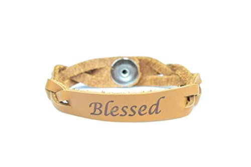 Leather Essential Oil Diffuser Bracelet BLESSED (Small, Tan)