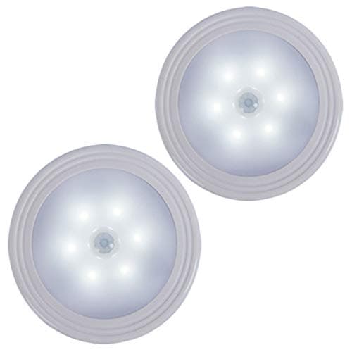 Motion Sensor Light 2 Pack, 6 LED Wireless Battery Operated under Cabinet LED Night Light, Portable Magnetic Security Closet Lamp, Stick-on Indoor Wall Ceiling Stair Basement Garage Outdoor Hallway