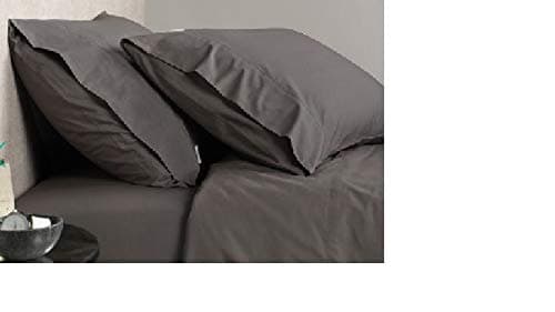 LUX LUXURY Percale 16"/ 40CM Extra deep sheets Fitted Single Double Super King Size Bedding Bed Sheet & Pillow Pair Case (Sold Separately) (Charcoal, PillowCase Pair)