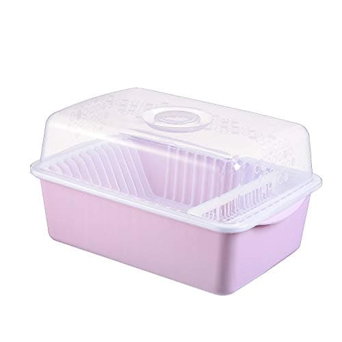 KYFANG Drying Dish Storage Rack, Practical Easy Cleaning Plastic Tableware Storage Box Purple