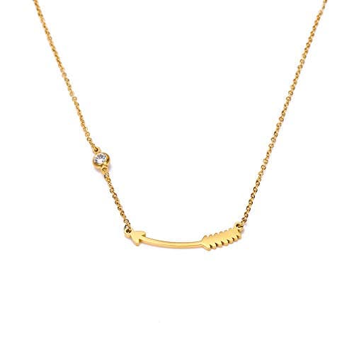 Adjustable Sideways Arrow Ring Celebrity Style Double Wrap Layering Stackable Knuckle Ring Wedding Gift (Necklace 1-Gold)