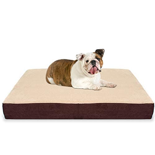 KOPEKS Large Rectangular Orthopedic Memory Foam Dog Bed - Includes Waterproof Inner Protector & Removable Cover - Brown