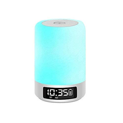 Celcube Touch Bedside Lamp with Wireless Bluetooth Speakers, Smart Dimmable Colorful Night Light, LED Table Lamp with Alarm Clock and Hands-Free Time Display, Gift for Kids Children Men Women