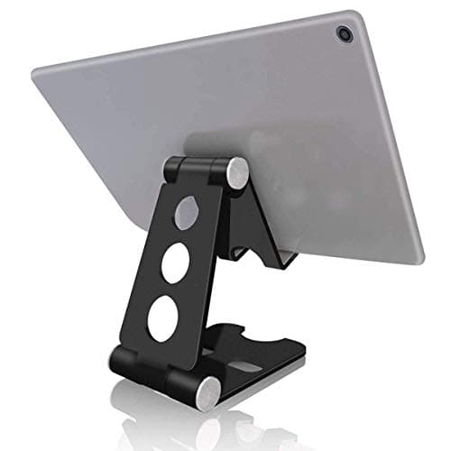 TP Adjustable Multi-Angle Cellphone Tablet Stand,Foldable Pad Holder Compatible with iPad Air Pro iPad Mini iPhone X XR XS Max 8 7 6 Plus Samsung Galaxy Tab,4 to 13 inch Device (Black)